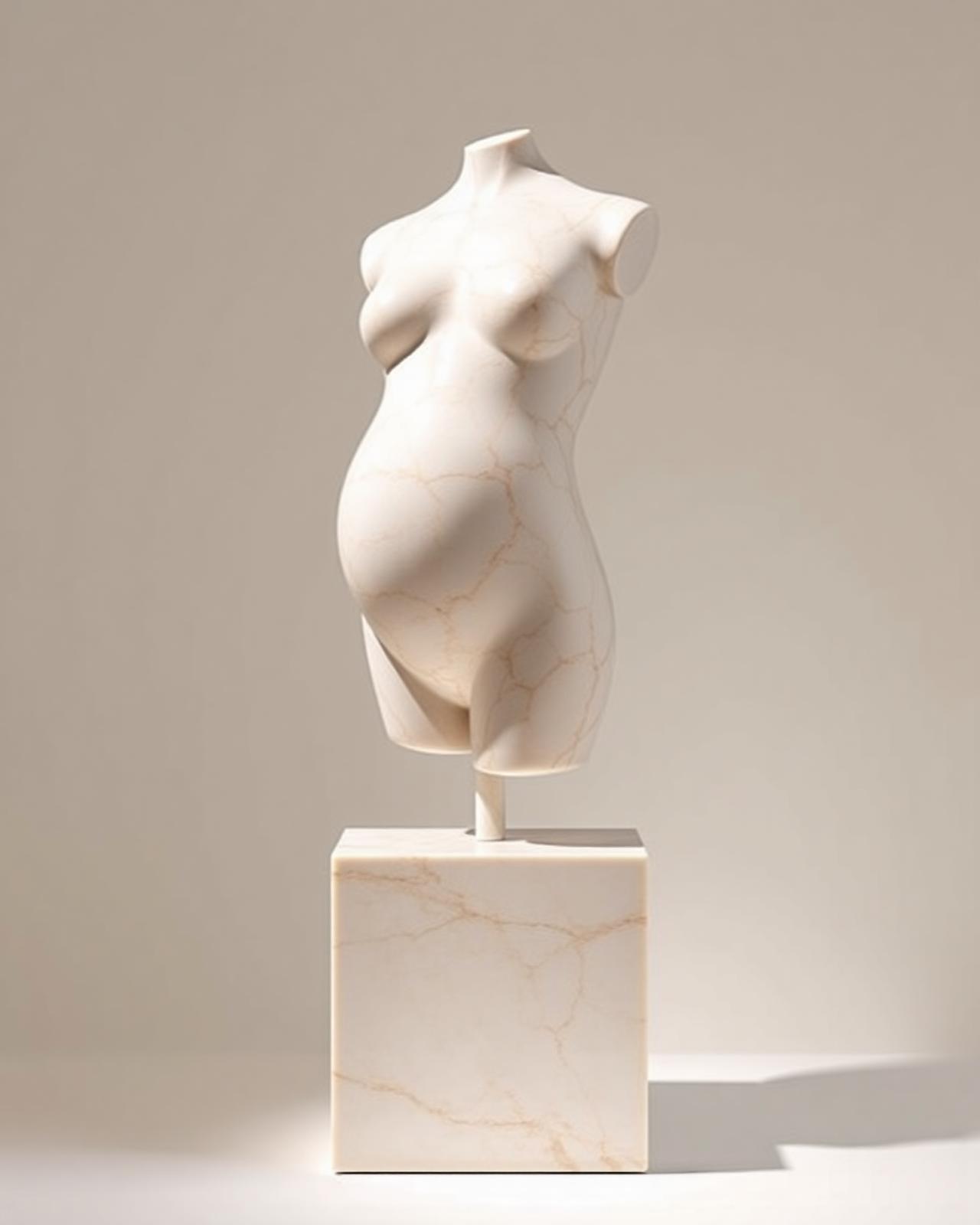 Marble keepsake sculpture of a pregnancy bump